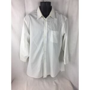 Stafford Executive Men’s White Wrinkle Free Long Sleeve Button Shirt Sz 16.5–32